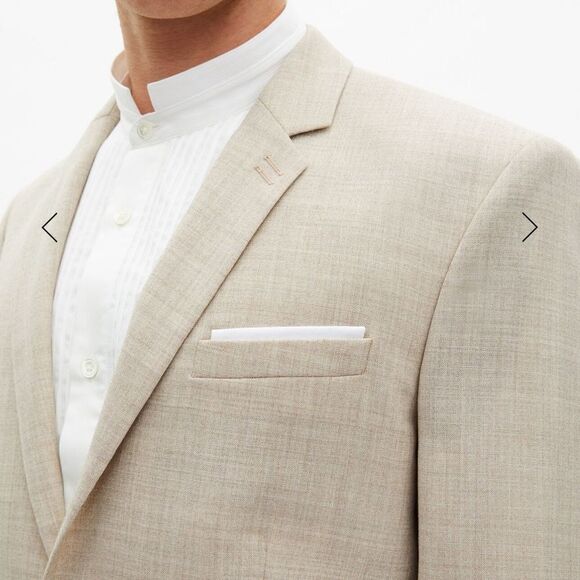 NWT The Kooples men's BEIGE WOOL SUIT FITTED JACKET size 48 French us size 38 - Picture 2 of 16